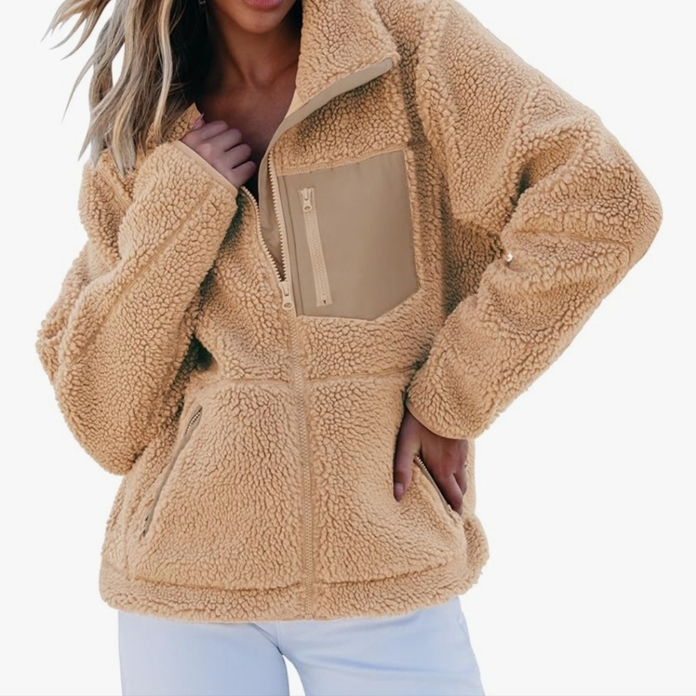 luvamia Sherpa Jacket for Women Trendy Zip Up Long Sleeve Winter Fall